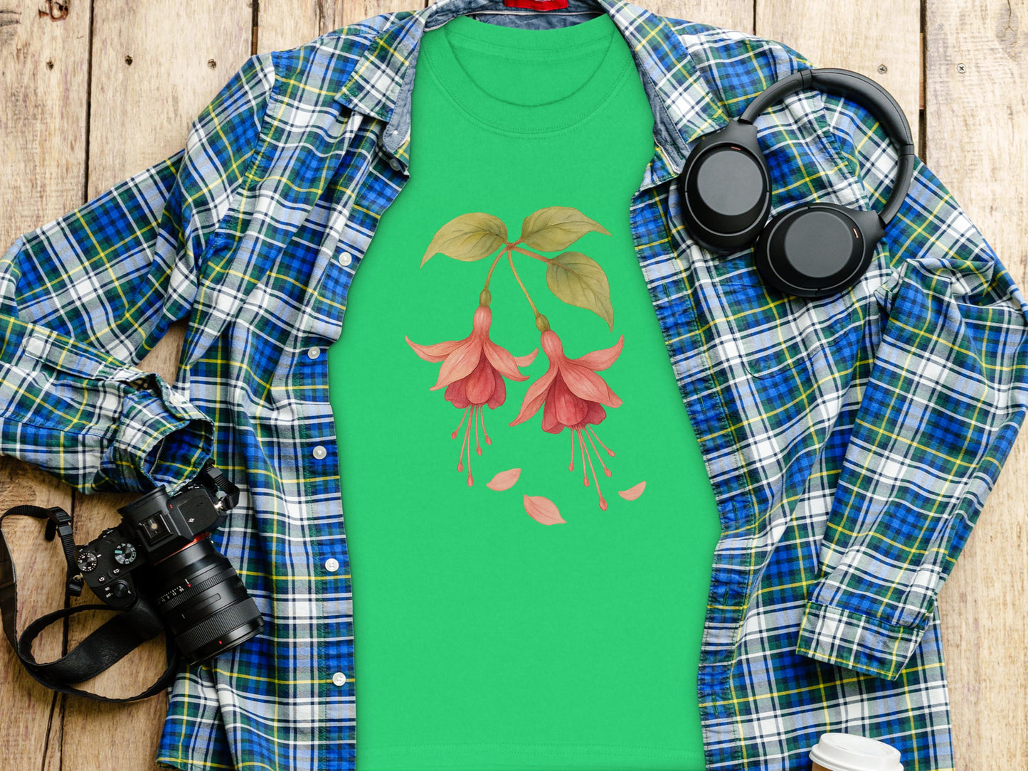 Floral Fuchsia Design Green Shirt Iconic Fashion Product