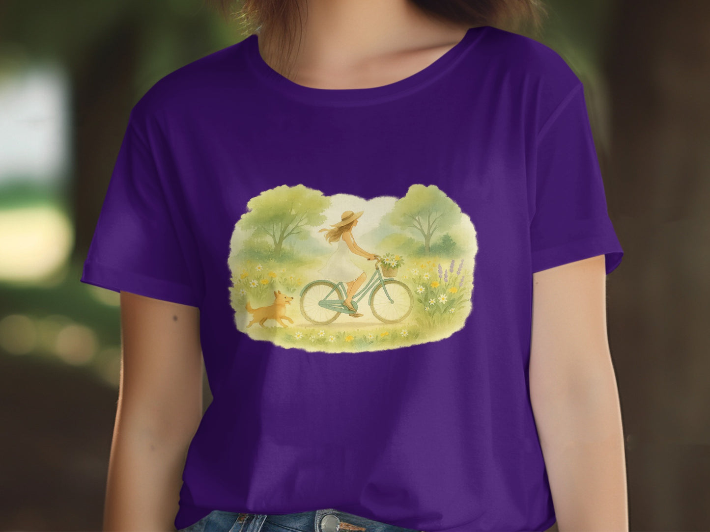 Scenic Nature Biking and Dog Graphic Tee product