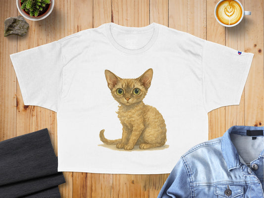 Cute Kitten with Big Eyes Printed on White Shirt product type