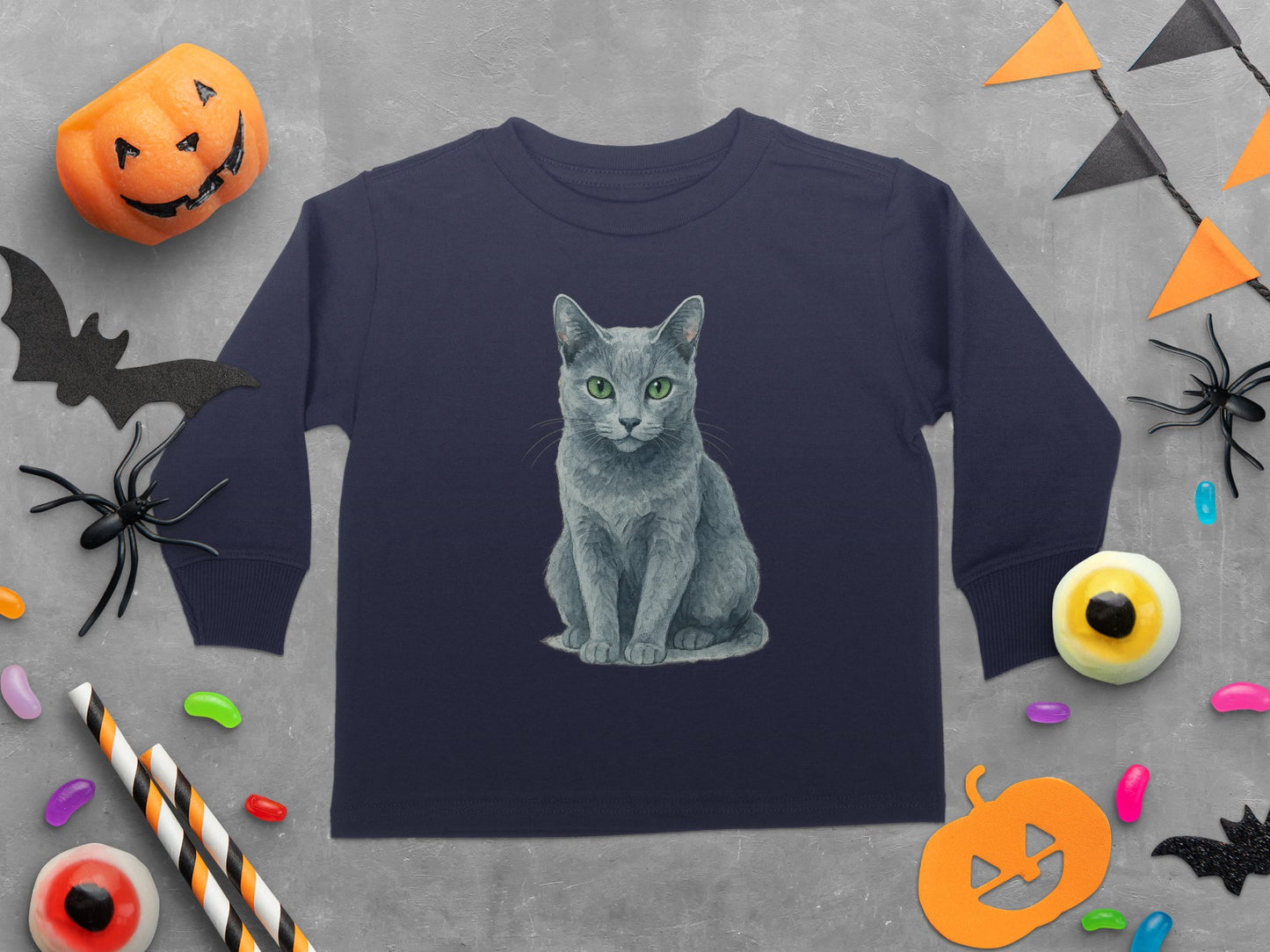 Cute Grey Cat Long Sleeve Kids Shirt product