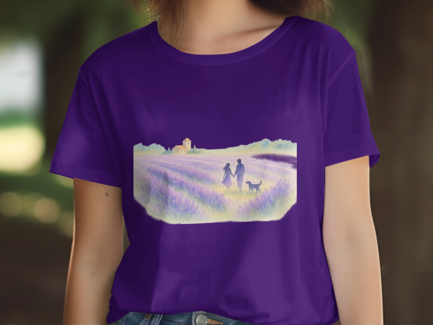 Stunning Lavender Field Art Casual Tee Shirt Product
