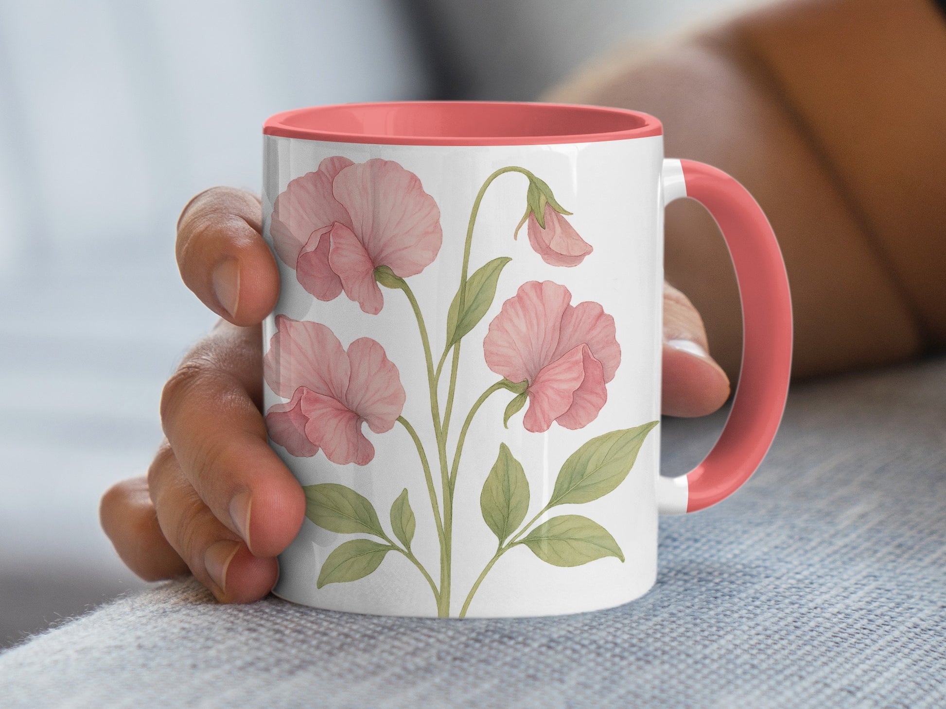 Elegant Floral Mug with Handle Coffee Tea product