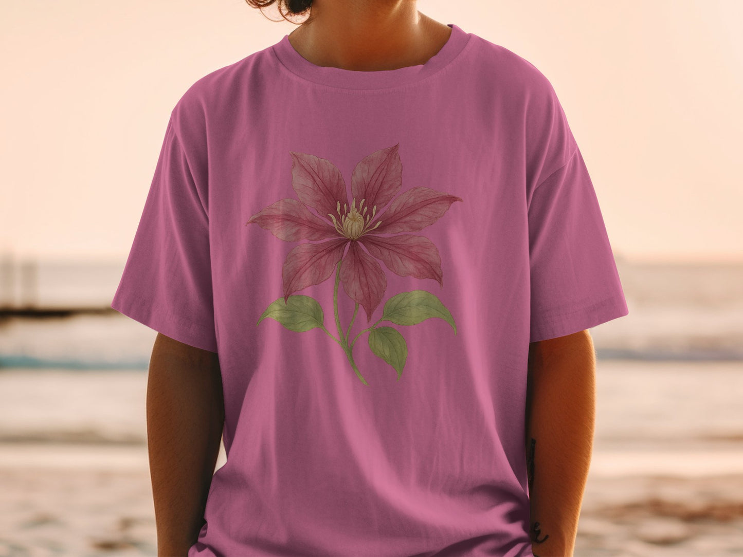 Pink T-shirt with Large Flower Design product type