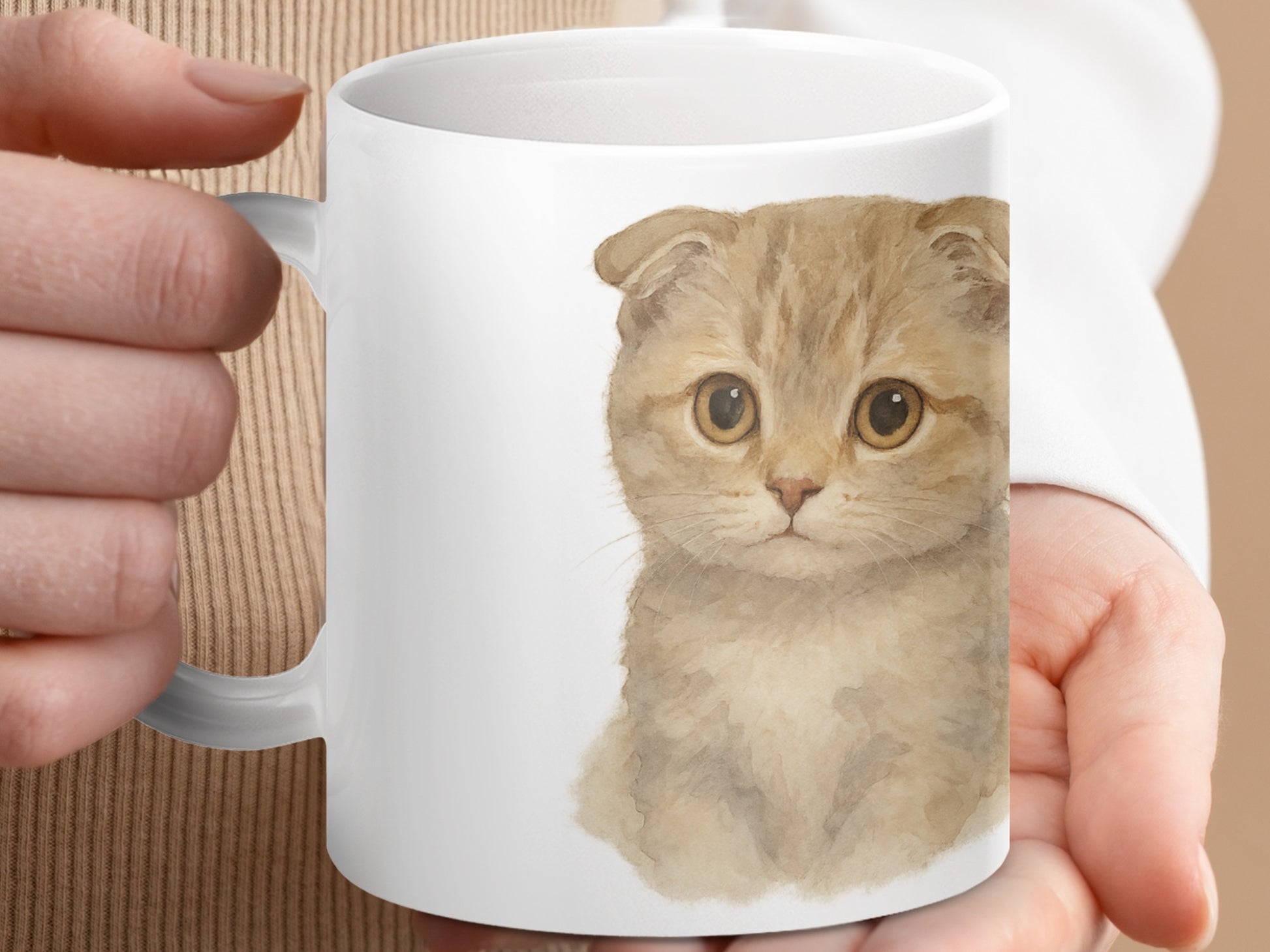 Adorable Scottish Fold Kitten Design Coffee Mug product