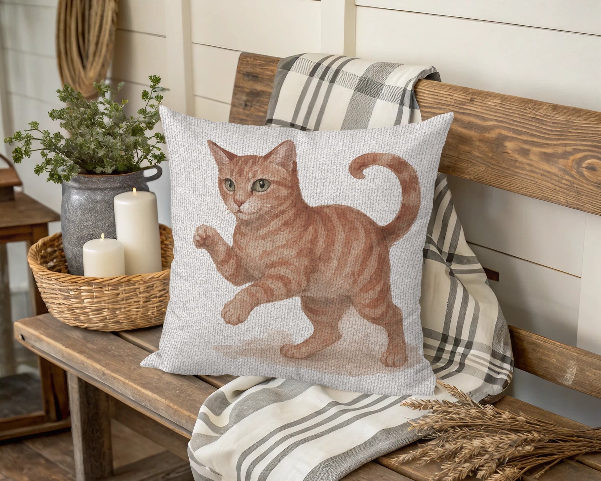 Decorative Pillow with Playful Cat Design product
