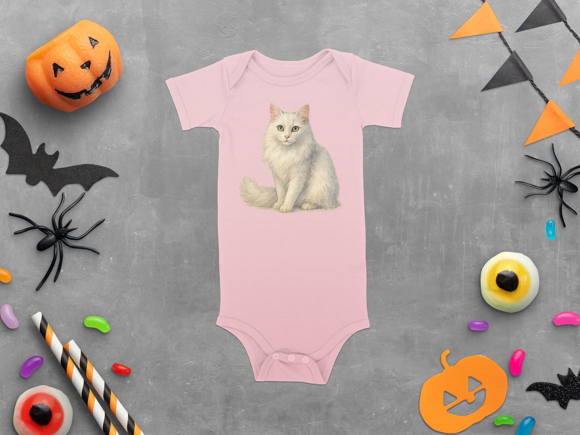 Adorable Pastel Kitten Print Halloween Onesie Product