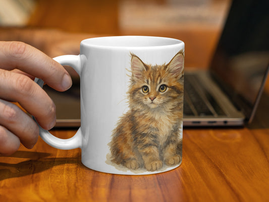 Adorable Fluffy Kitten Printed Design Mug product type