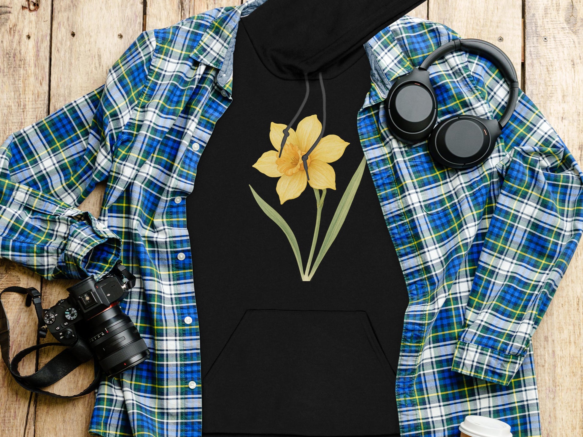 Daffodil Graphic Black Pullover Hoodie product type