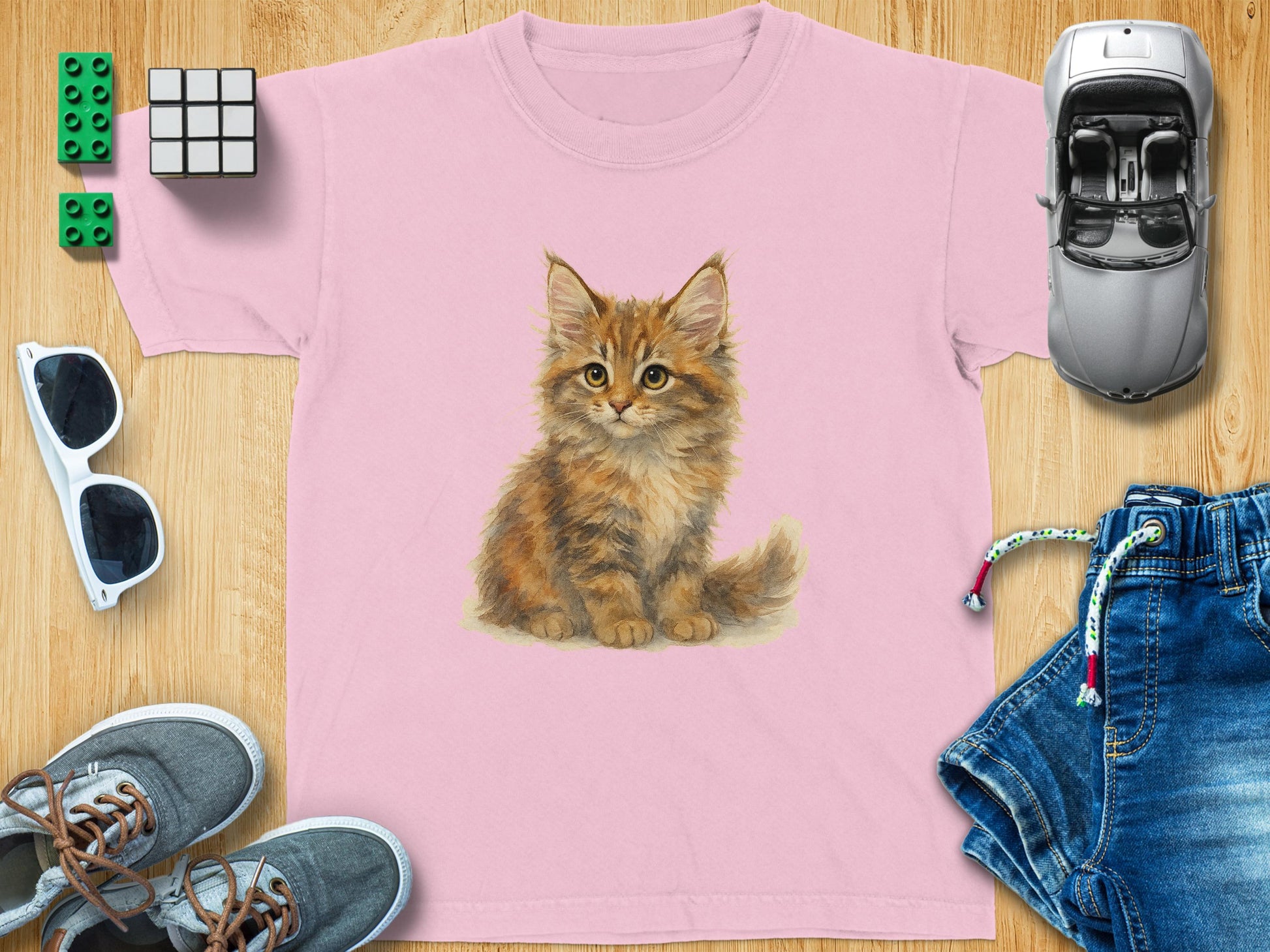 Adorable Maine Coon Kitten Print on Stylish T-shirt product type