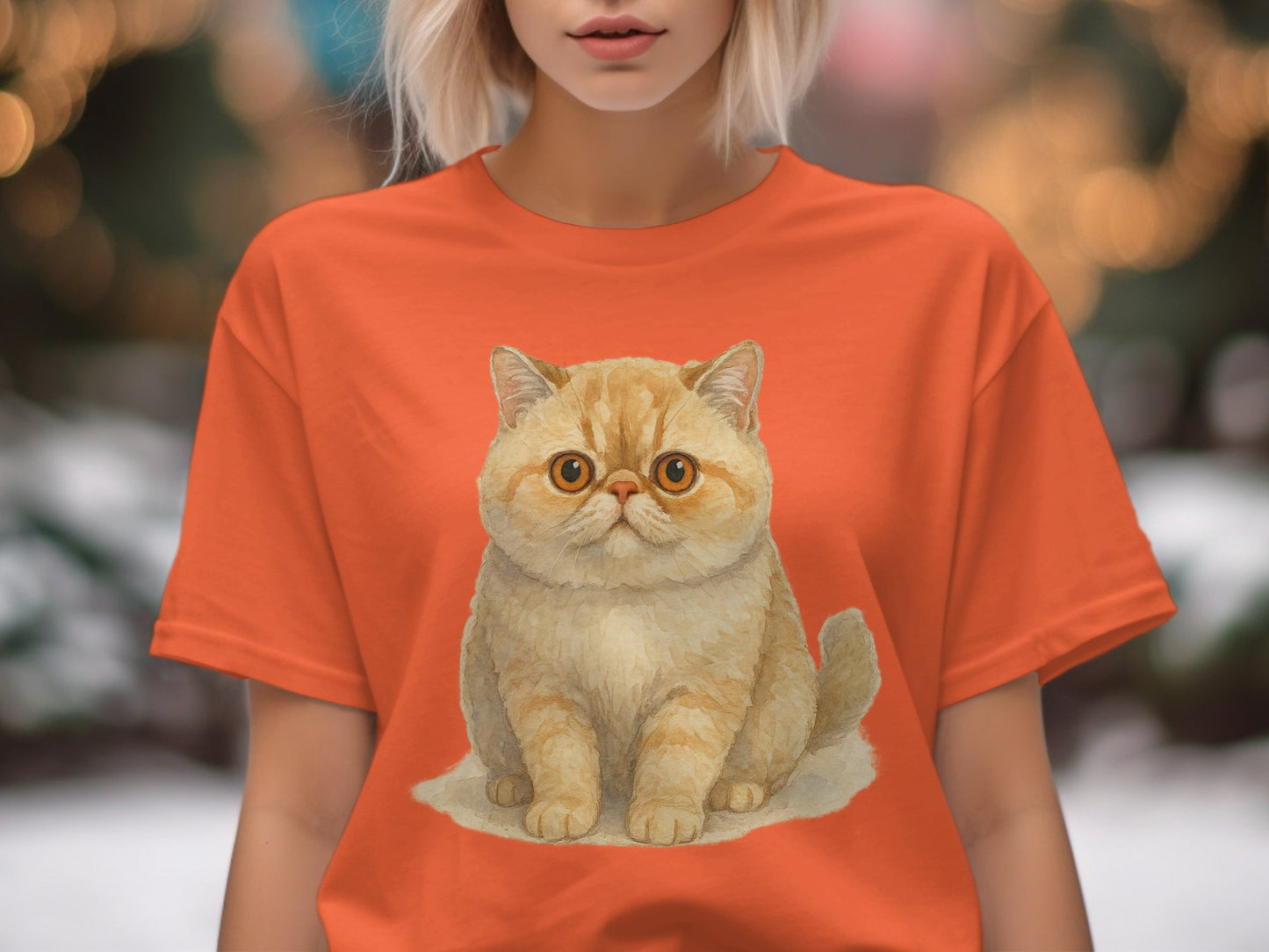 Orange T-Shirt with Cute Cat Design Perfect Pet Lover product