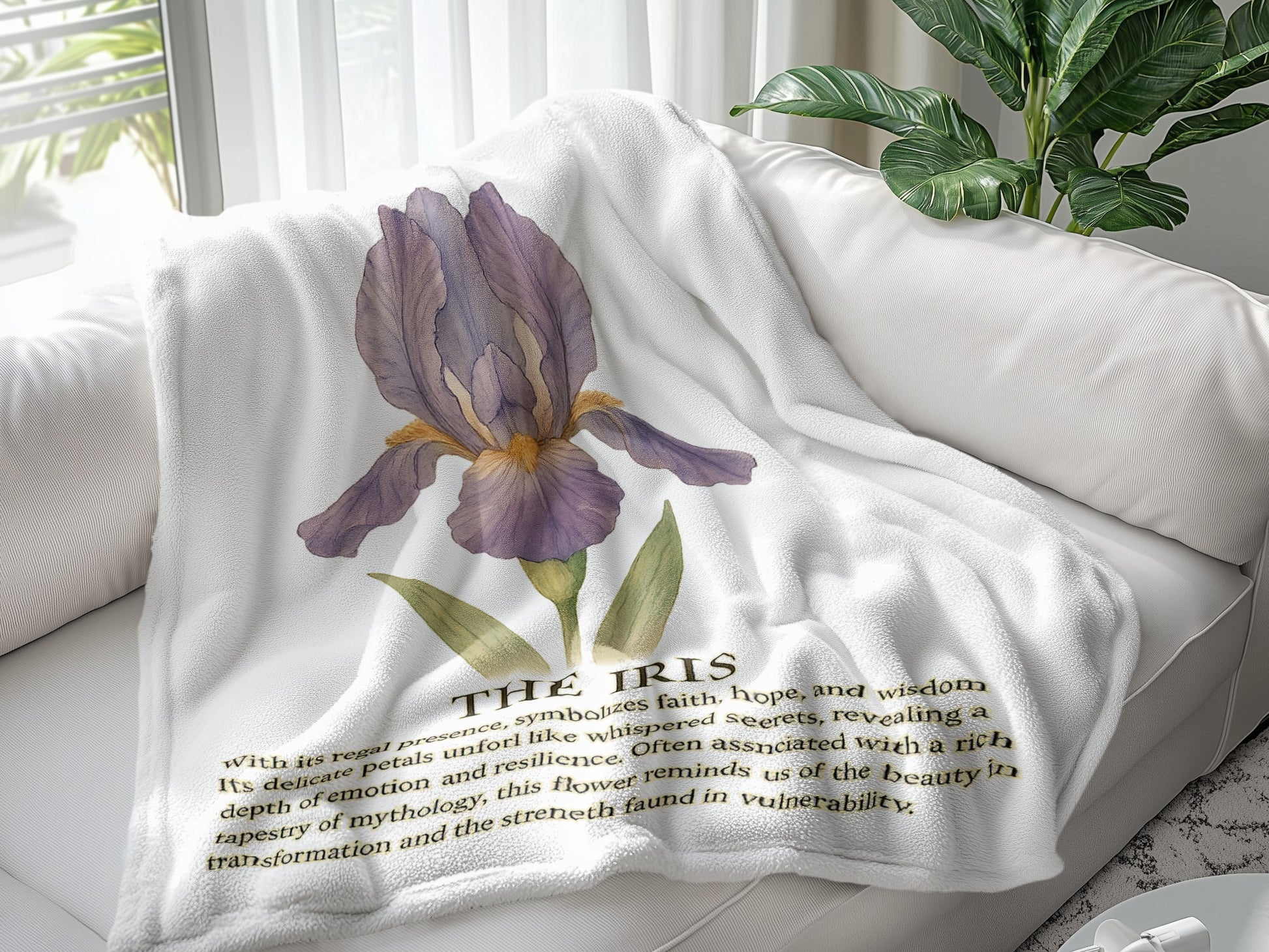 Elegant plush blanket with iris flower design product