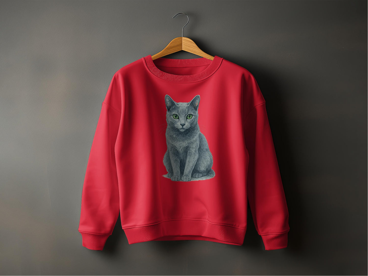 Red Sweatshirt with Cat Print Casual Clothing Product
