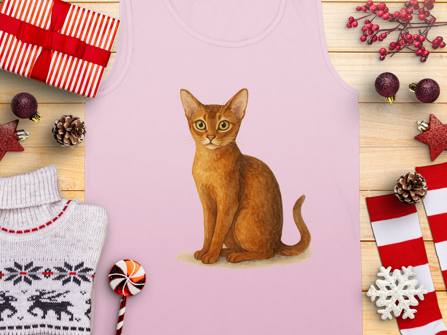 Adorable Cat Illustration on Pink Tank Top product
