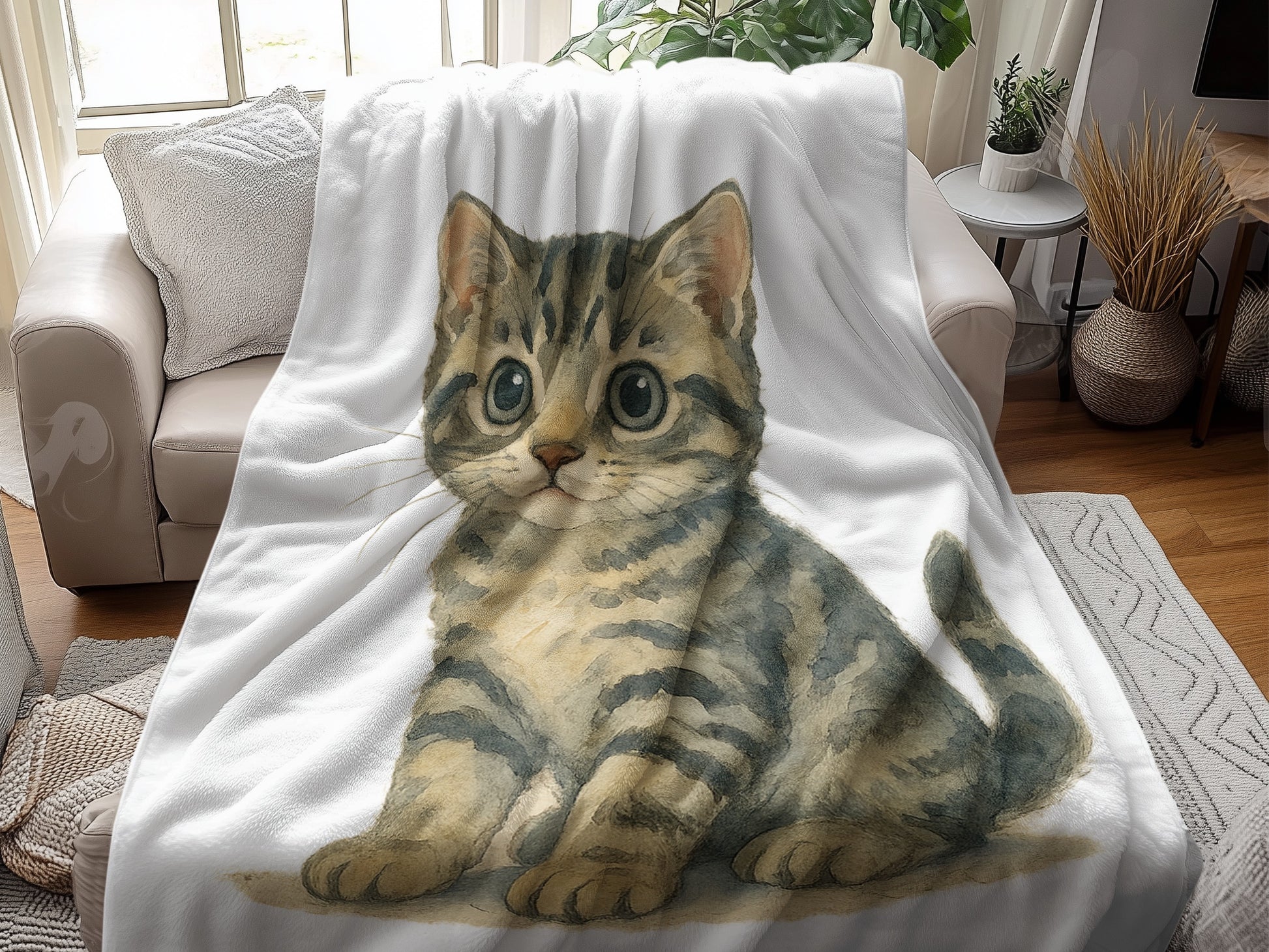 Cute Kitten Illustrated Cozy Blanket product