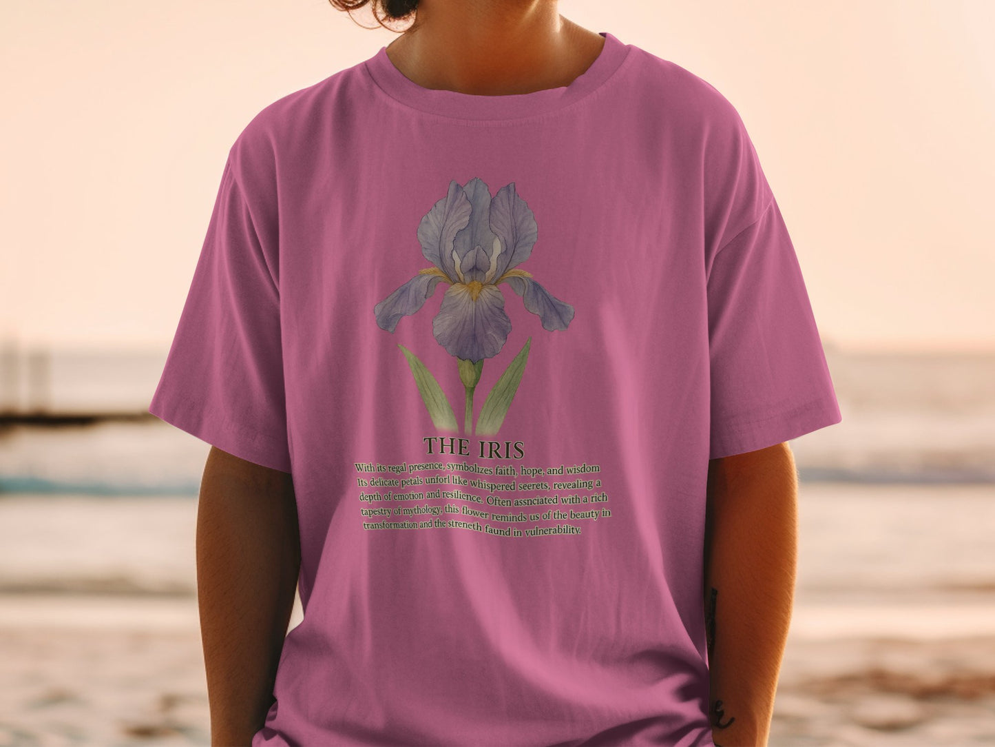 Unique Pink Tee Featuring The Iris Artwork Unique product type