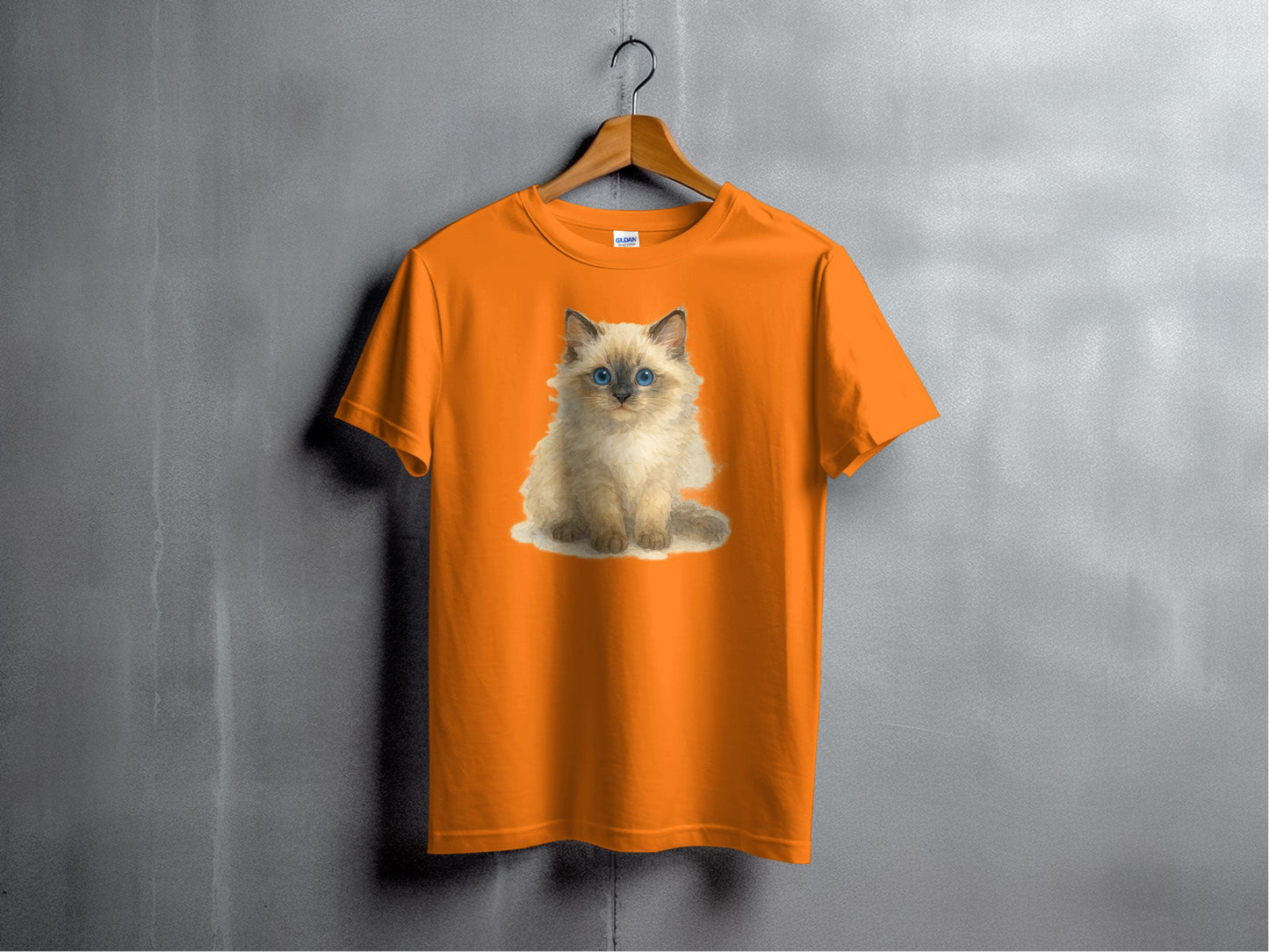 Adorable Fluffy Kitten Printed on Orange Shirt product type