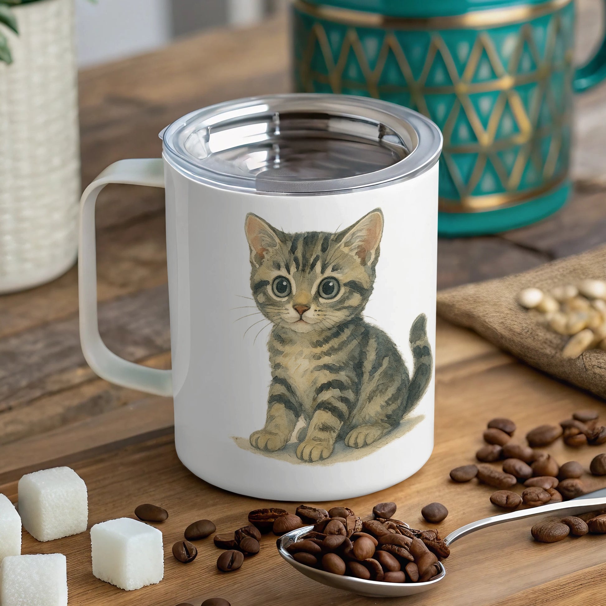 Adorable Kitten Illustration Mug Unique Coffee product
