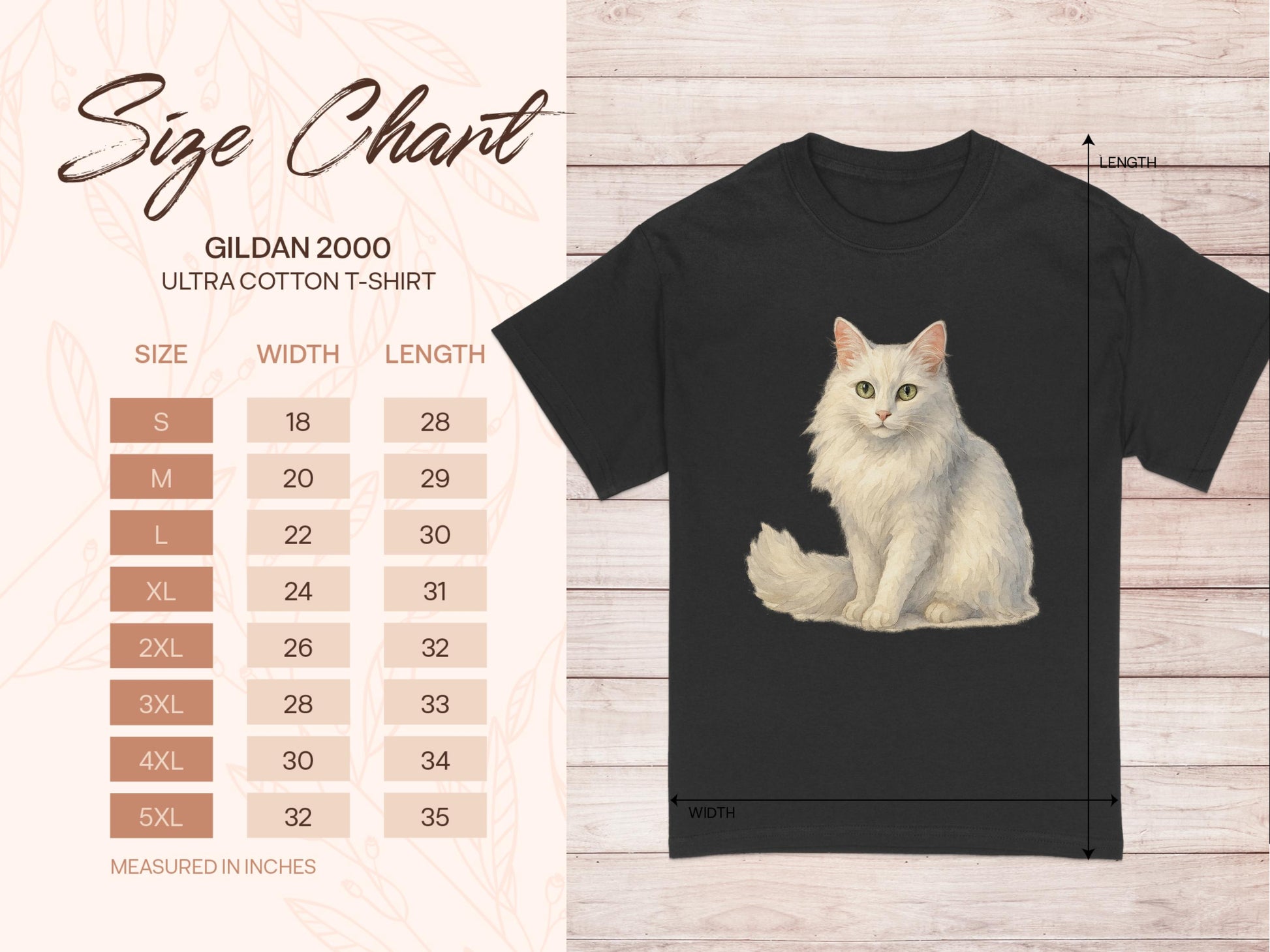 Elegant White Cat Illustration T Shirt Product