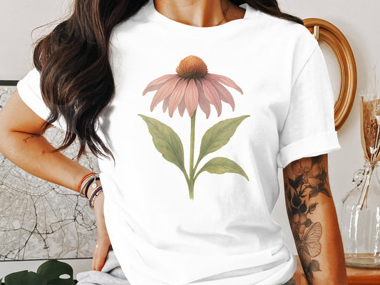 Stylish White Tee with Floral Print Design product type