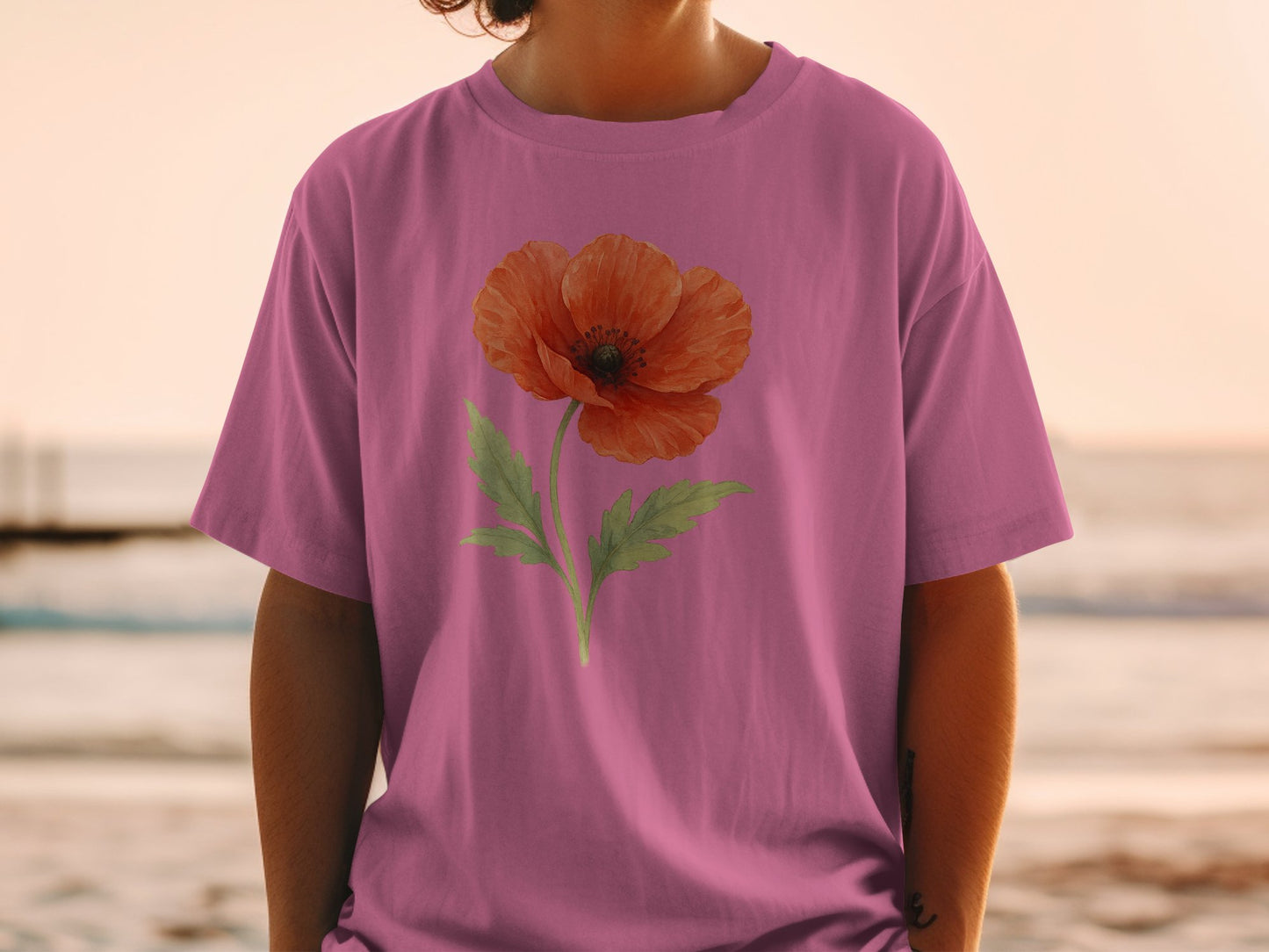 Vibrant Poppy Flower Print Design on Classic Shirt product type