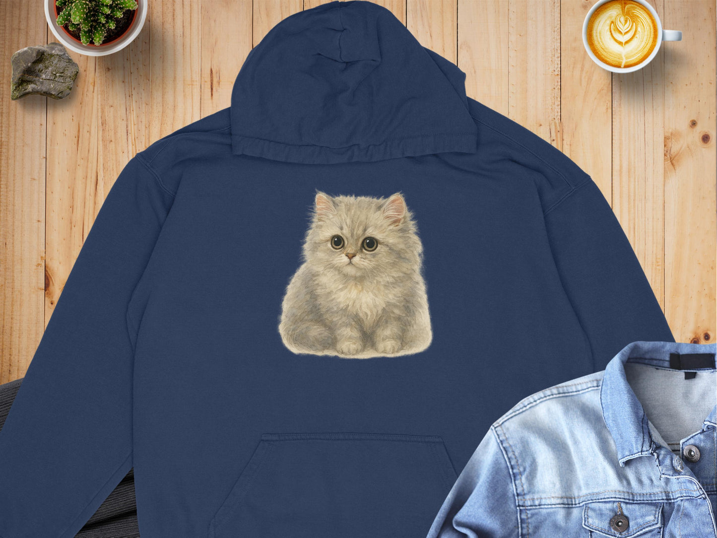 Cute Fluffy Kitten Print Hoodie for Cozy Days product