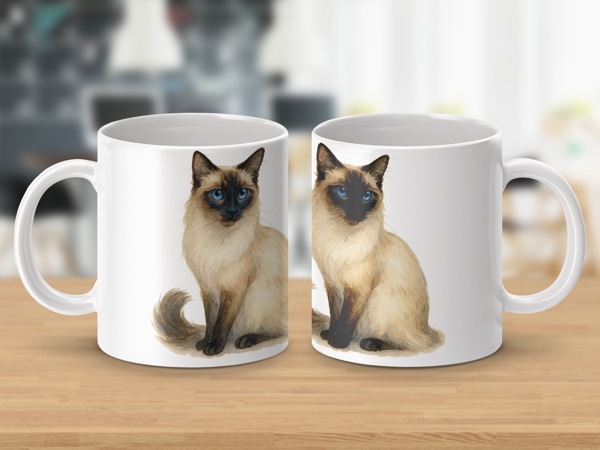 Beautiful Blue-Eyed Siamese Cat Printed Mug product type