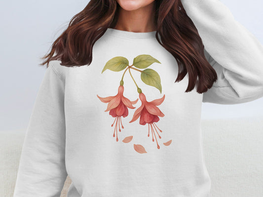 Floral Fuchsia Art Sweatshirt Cozy Fall Apparel product type