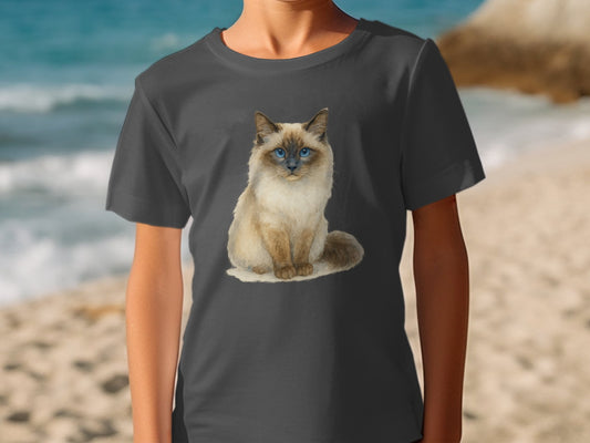 Blue Eyed Cat Graphic Print Short Sleeve T-Shirt product
