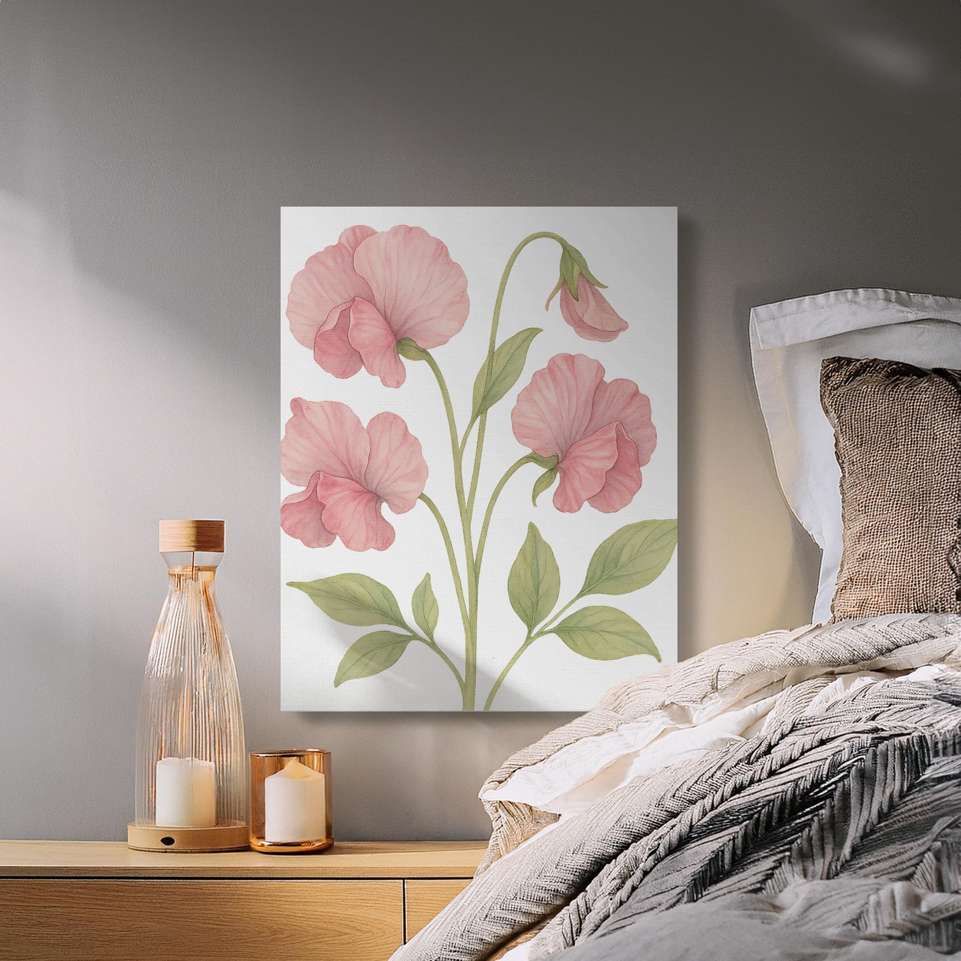 Wall art with delicate pink flower design product