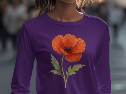 Elegant Purple Shirt with Vibrant Orange Flower product