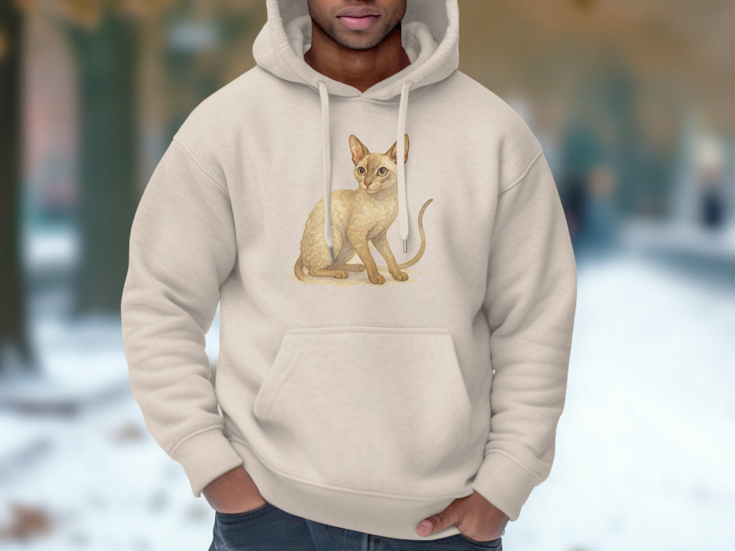 Cute Cat Graphic Design Beige Hoodie product