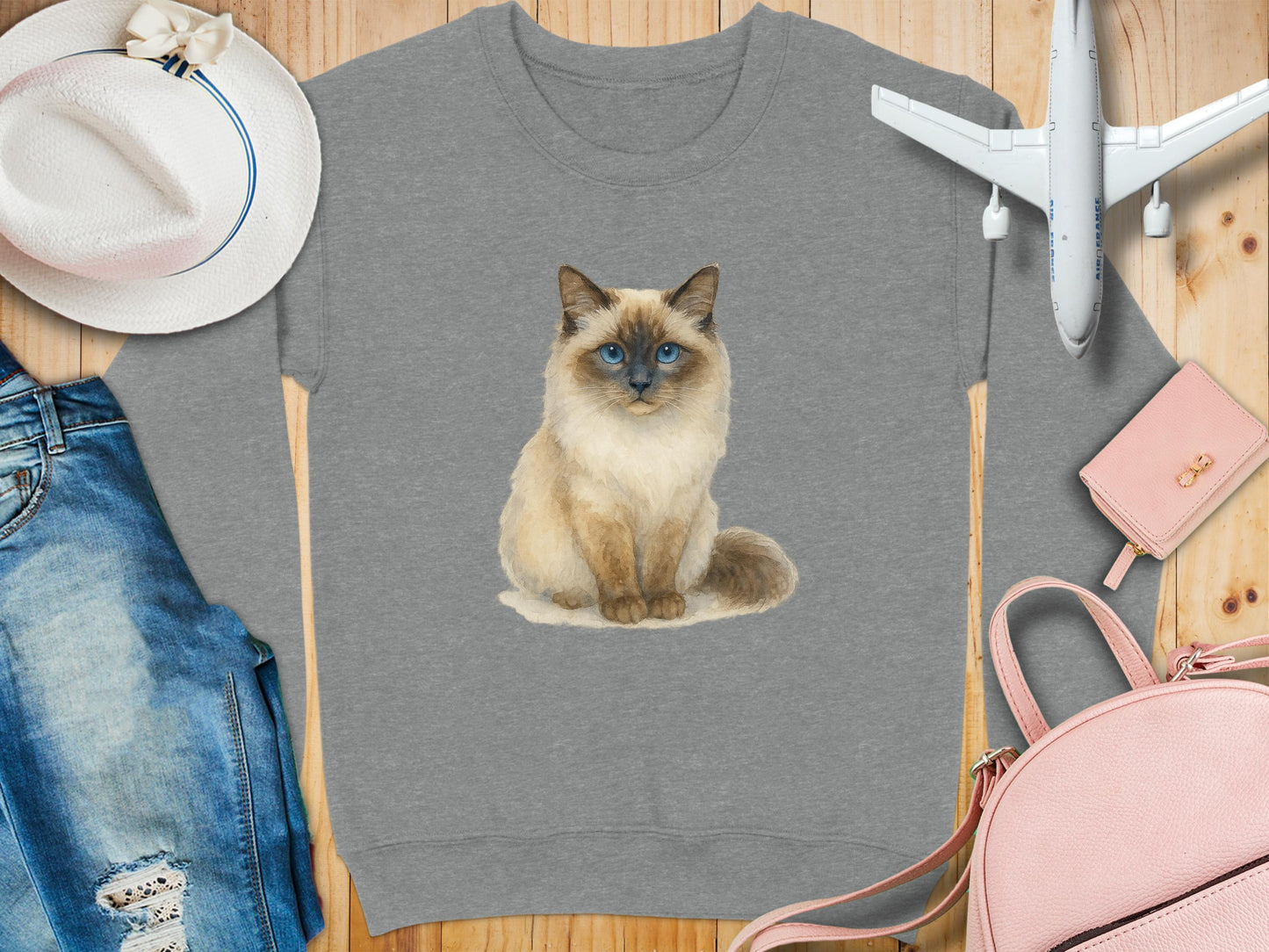 Elegant Blue Eyed Cat Graphic Sweatshirt product type