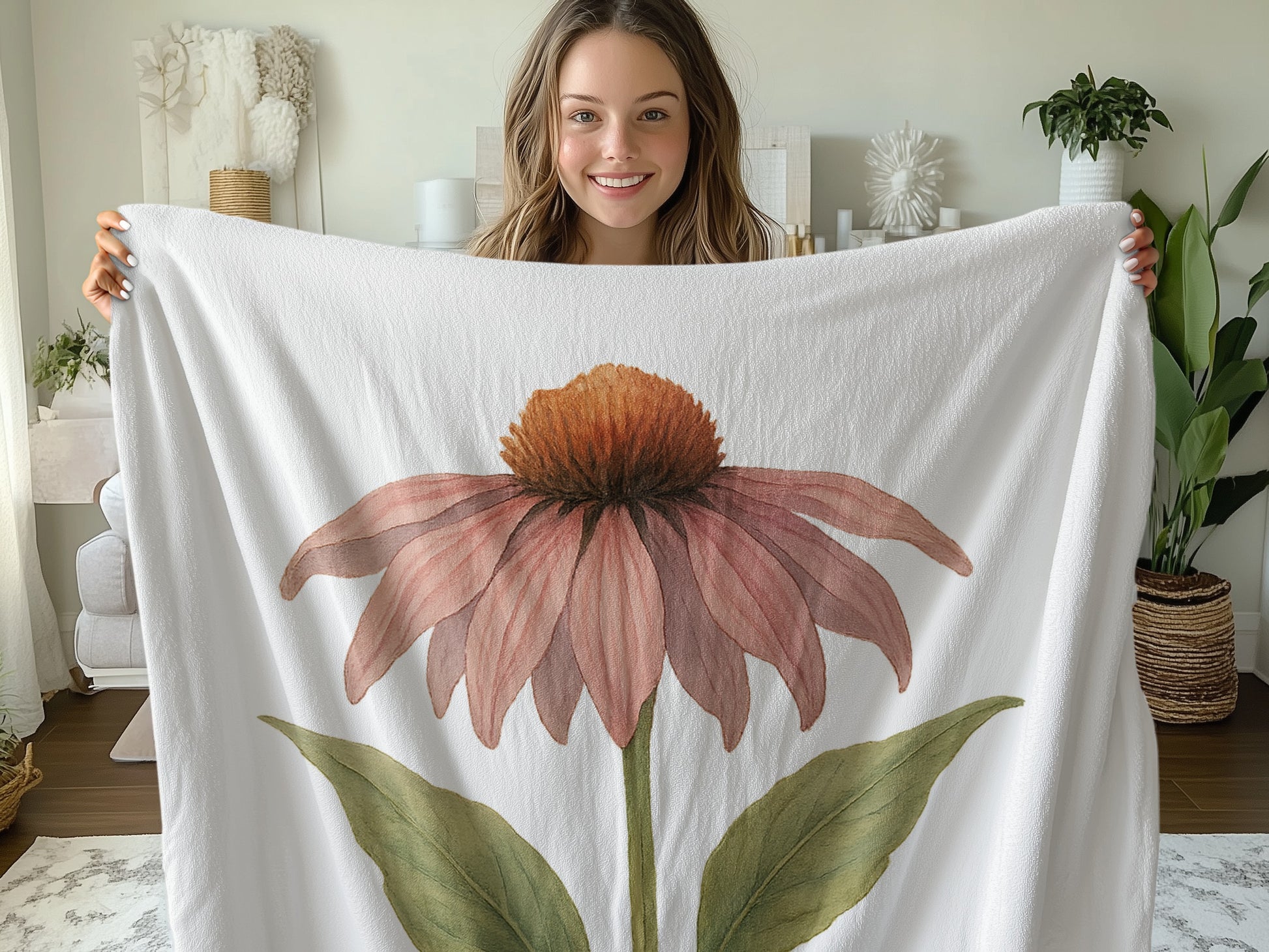 Beautiful Pink Flower Pattern Cozy Decor Blanket product