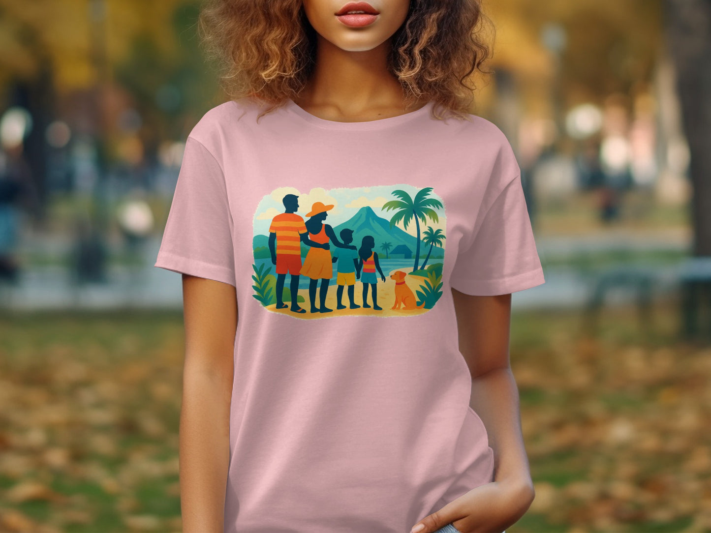 Family Sunset Tropical Beach Scene T-Shirt product type