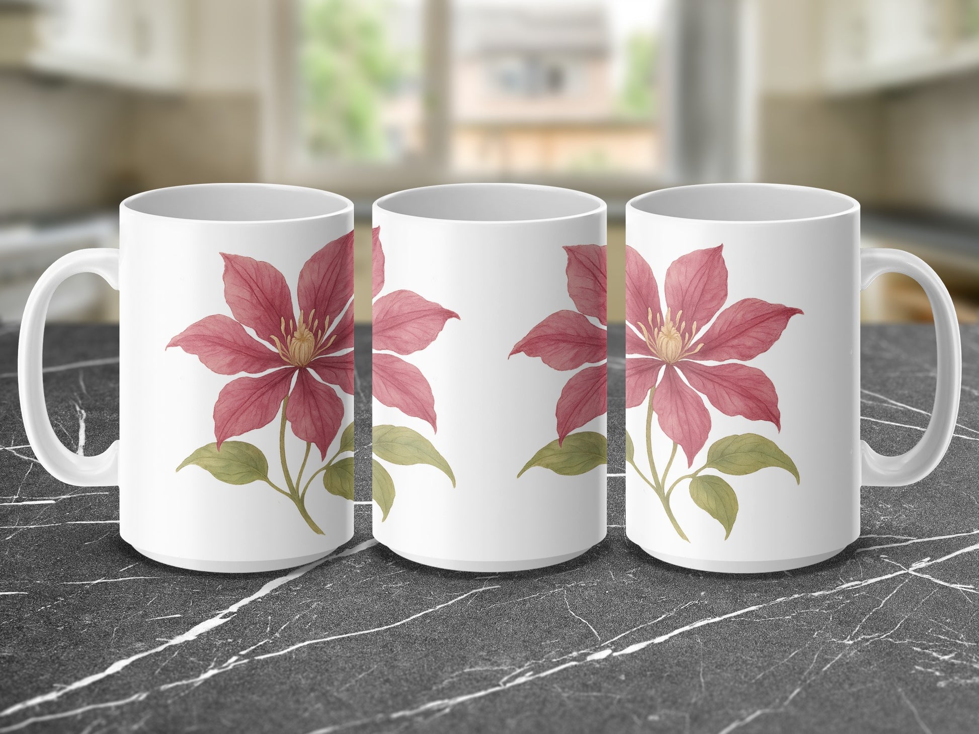 Floral Pattern Pink Flower Design Ceramic Mug product