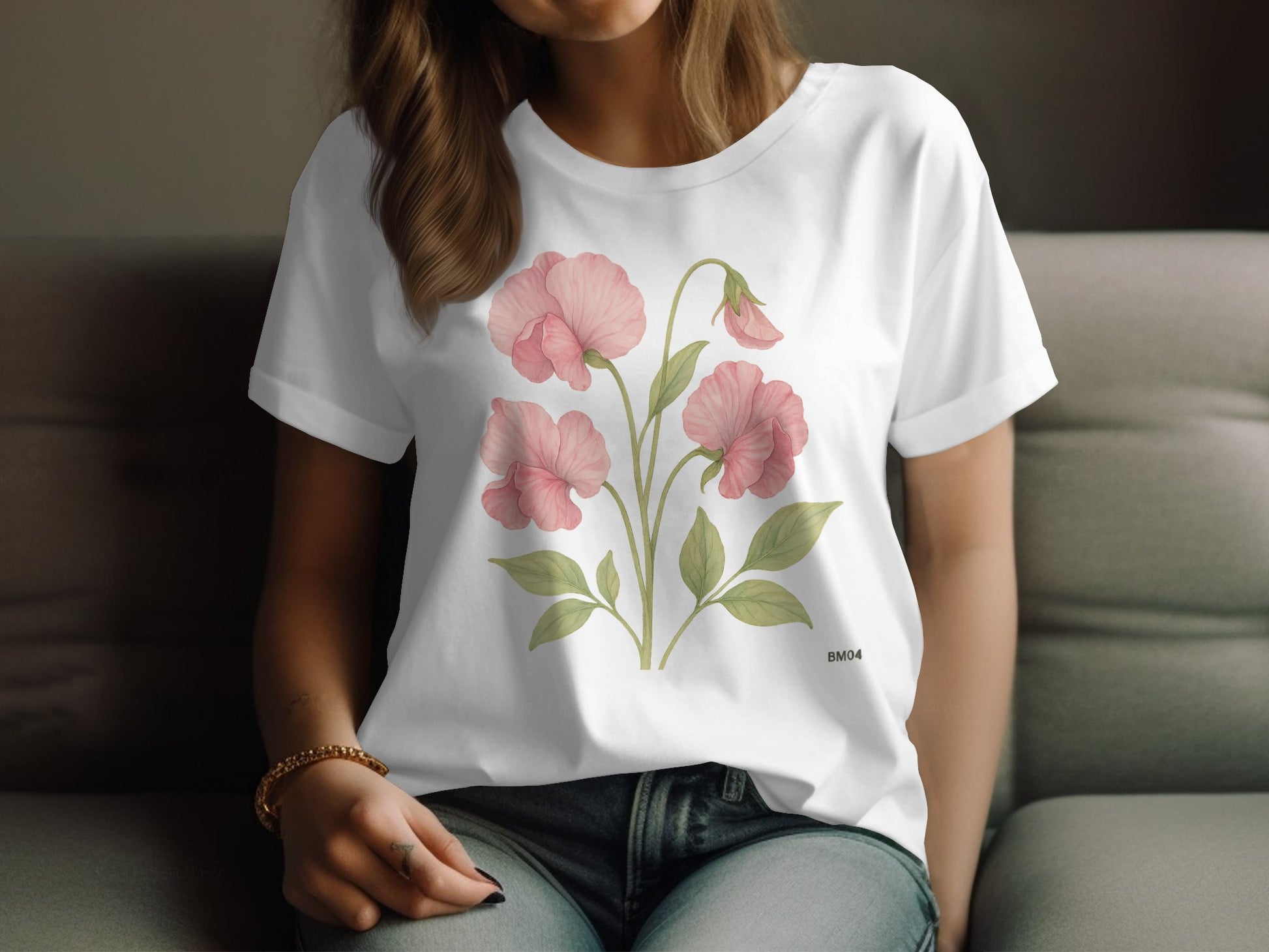 Pink Floral Print Casual Wear T-Shirt product