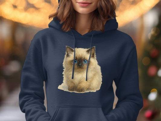 Fluffy Blue-Eyed Kitten Graphic Hoodie product