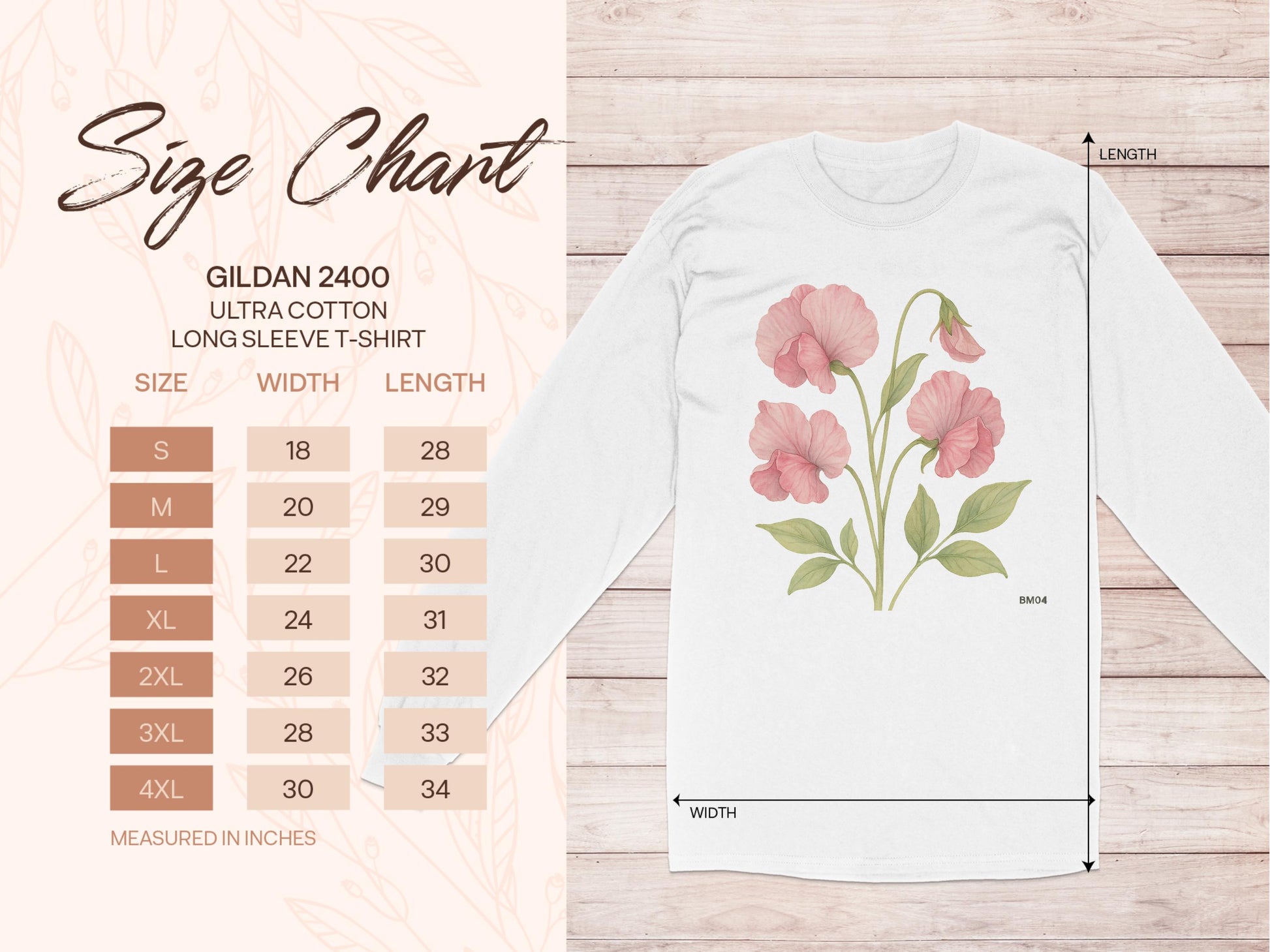 Elegant Floral Design Long Sleeve T-Shirt product
