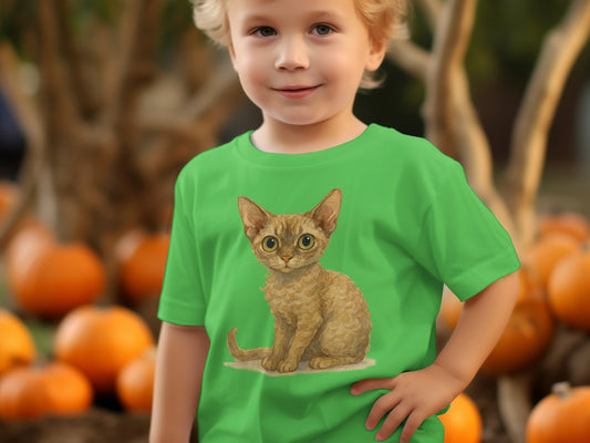 Cute Kitten Design on Green Kids T-Shirt product