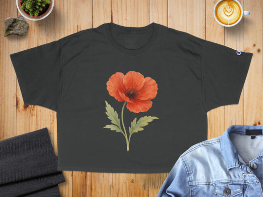 Poppy Flower Graphic Relaxed Fit Cropped Tee product