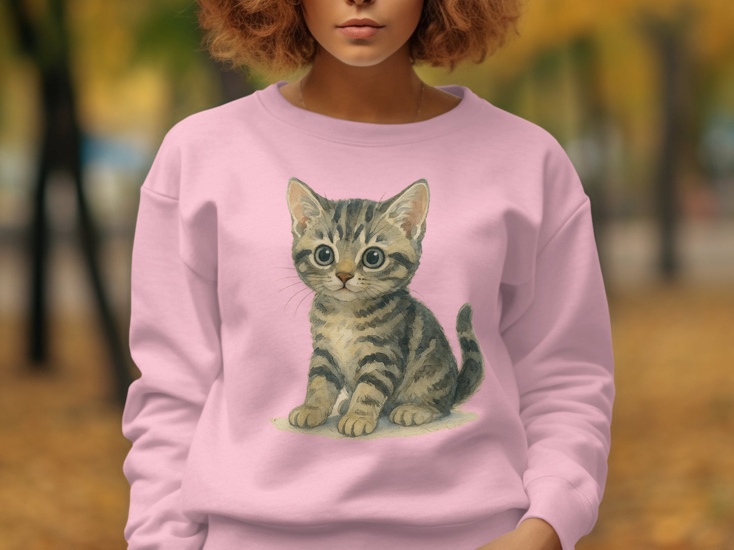 Adorable Kitten Design Pink Long Sleeve Sweatshirt product