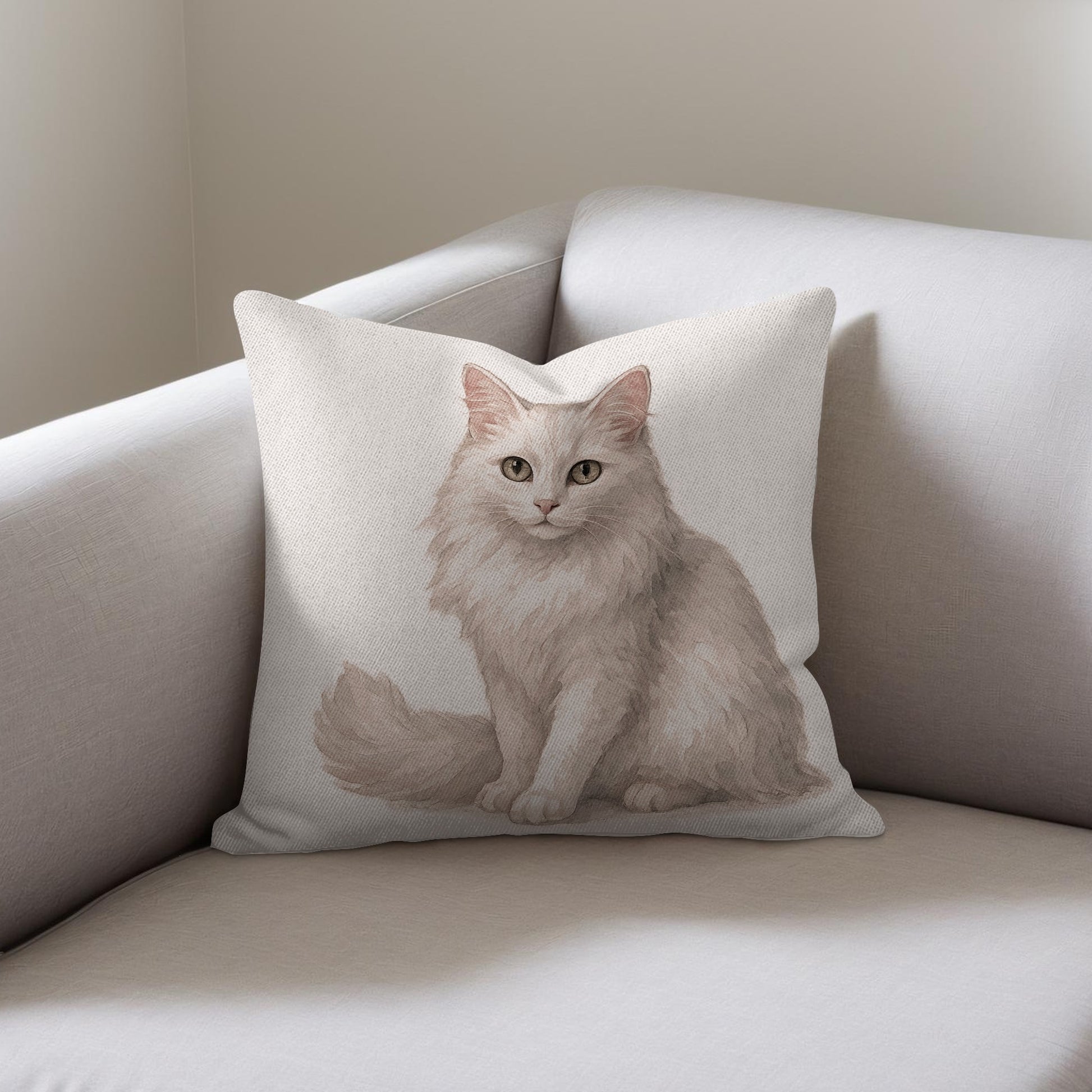 Elegant White Cat Print on Throw Pillow product