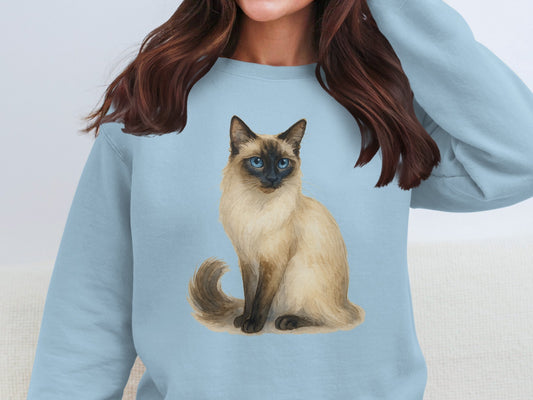 Siamese Cat Print on Blue Sweatshirt product type