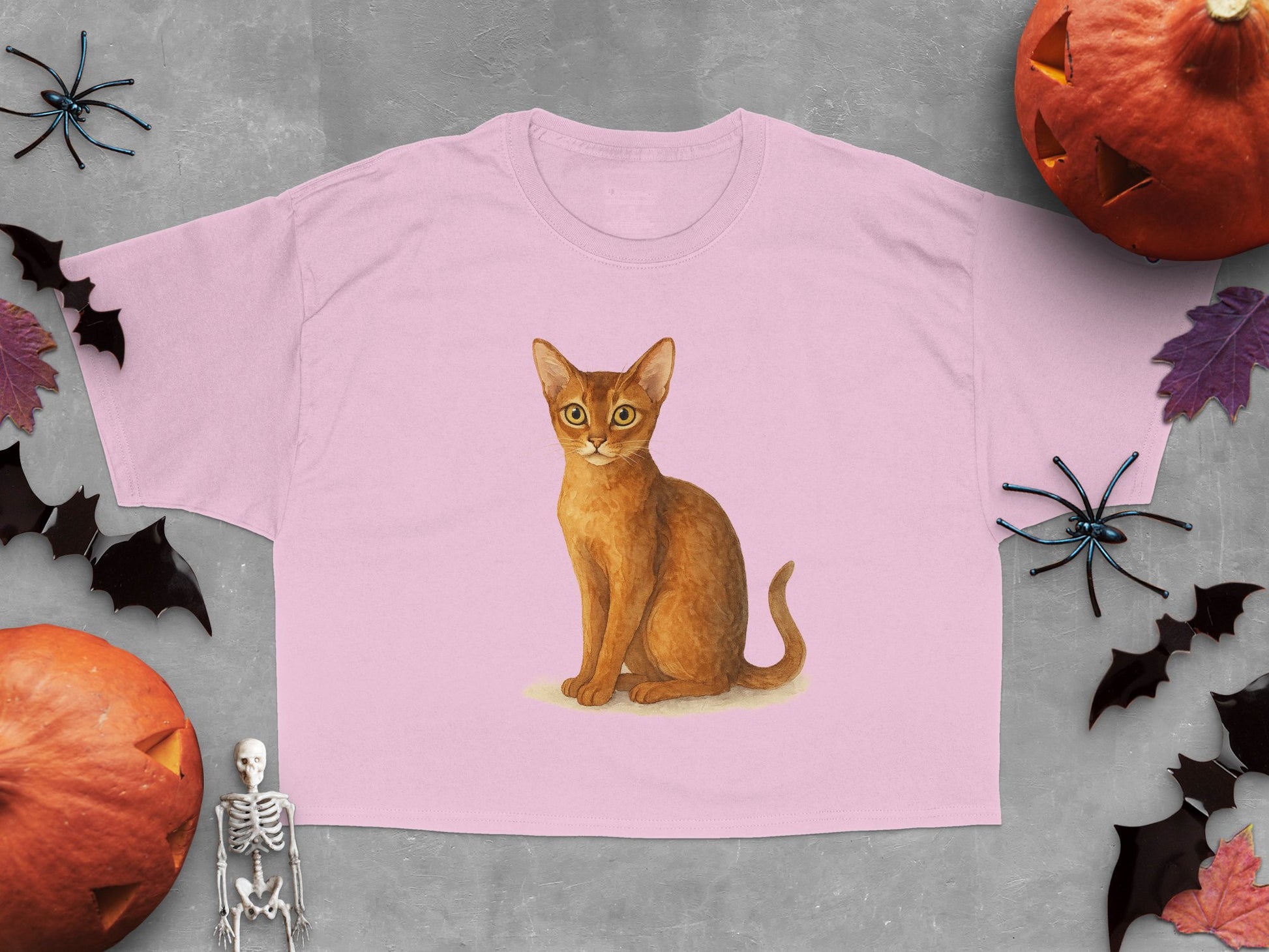Cute Halloween Cat Illustration on Pink Shirt product