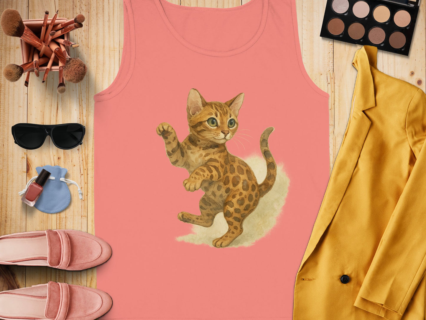 Playful Leopard Kitten Printed Sleeveless Top product