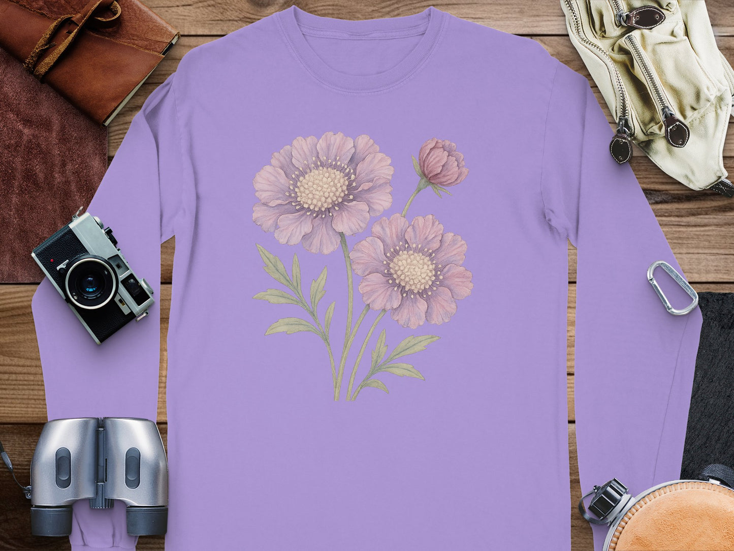 Purple Long Sleeve Shirt with Flower Design product