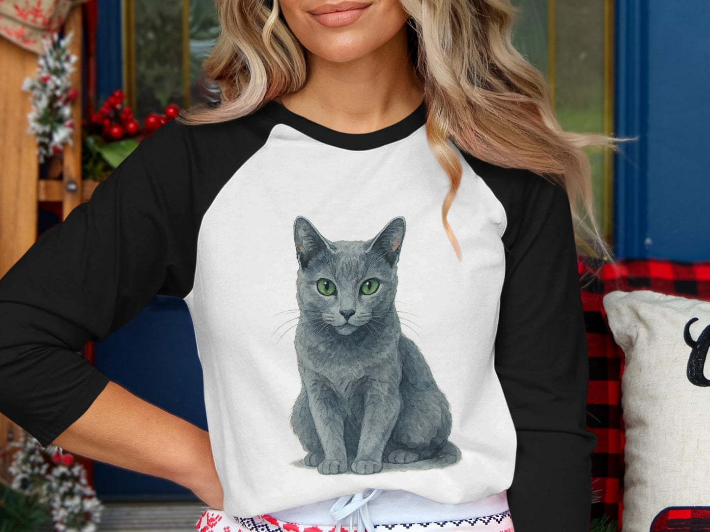 Cute Realistic Gray Cat Graphic Long Sleeve Shirt product