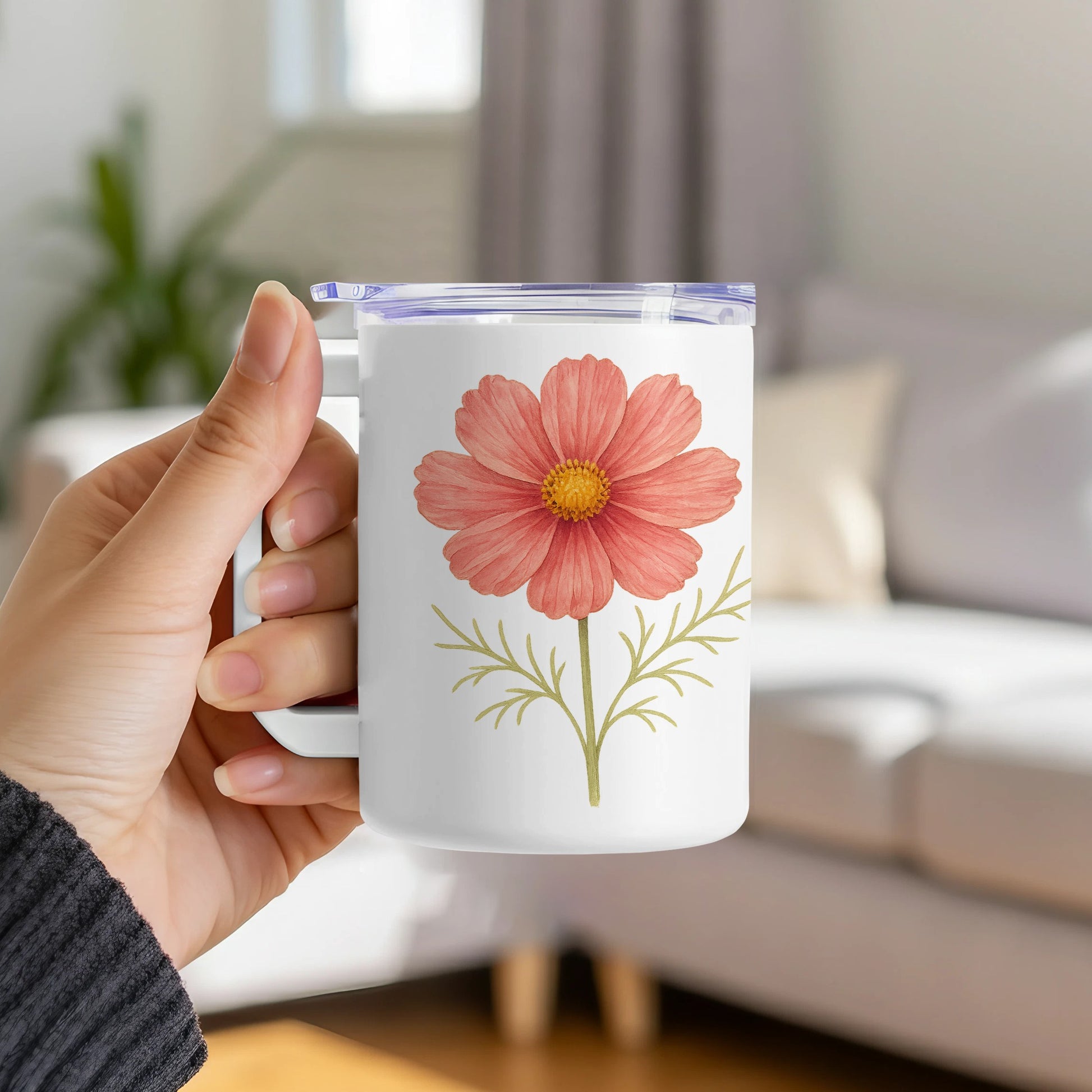 Beautiful Pink Flower Ceramic Coffee Mug product