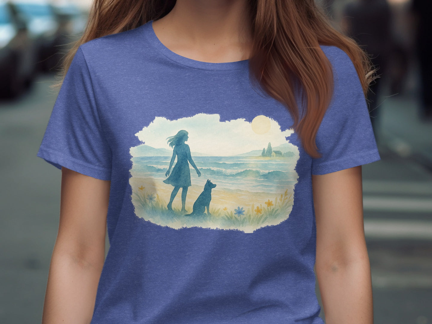 Scenic Woman and Dog Art Design T-Shirt product