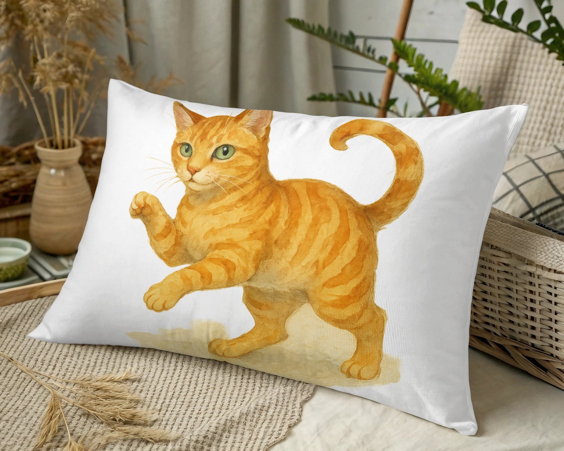 Adorable Orange Tabby Cat Decorative Pillow product